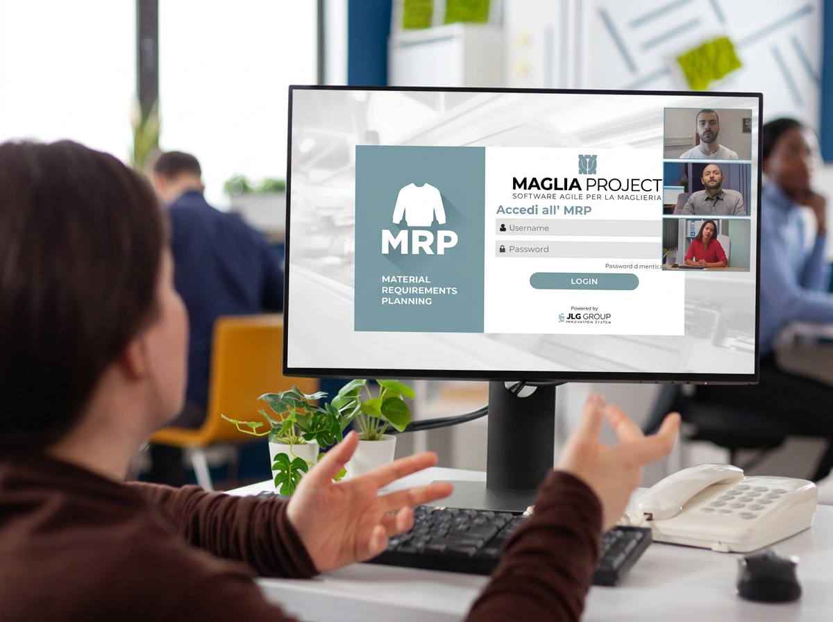 Presentazione di Maglia Project in videochiamata: sullo schermo l'accesso all'MRP, a fianco i partecipanti collegati